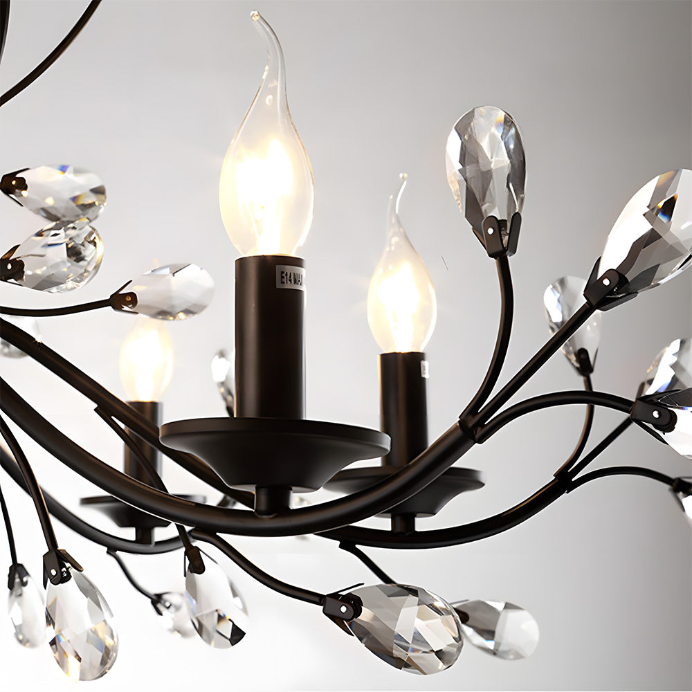 Modern Floral and Clear Glass Leaf Crystal Pendant Lights for Kitchen Island