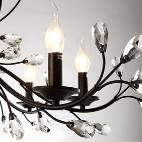 Modern Floral and Clear Glass Leaf Crystal Pendant Lights for Kitchen Island