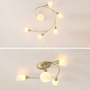 Modern Creative Ceiling Light Semi Flush Mount with White Glass Shade