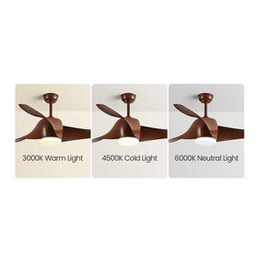 Wood Simple Flush Ceiling Fan With LED Light And Remote