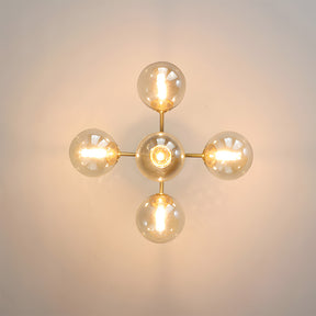 Amber Copper Glass Bubble Sputnik Pendant Light for Bedroom