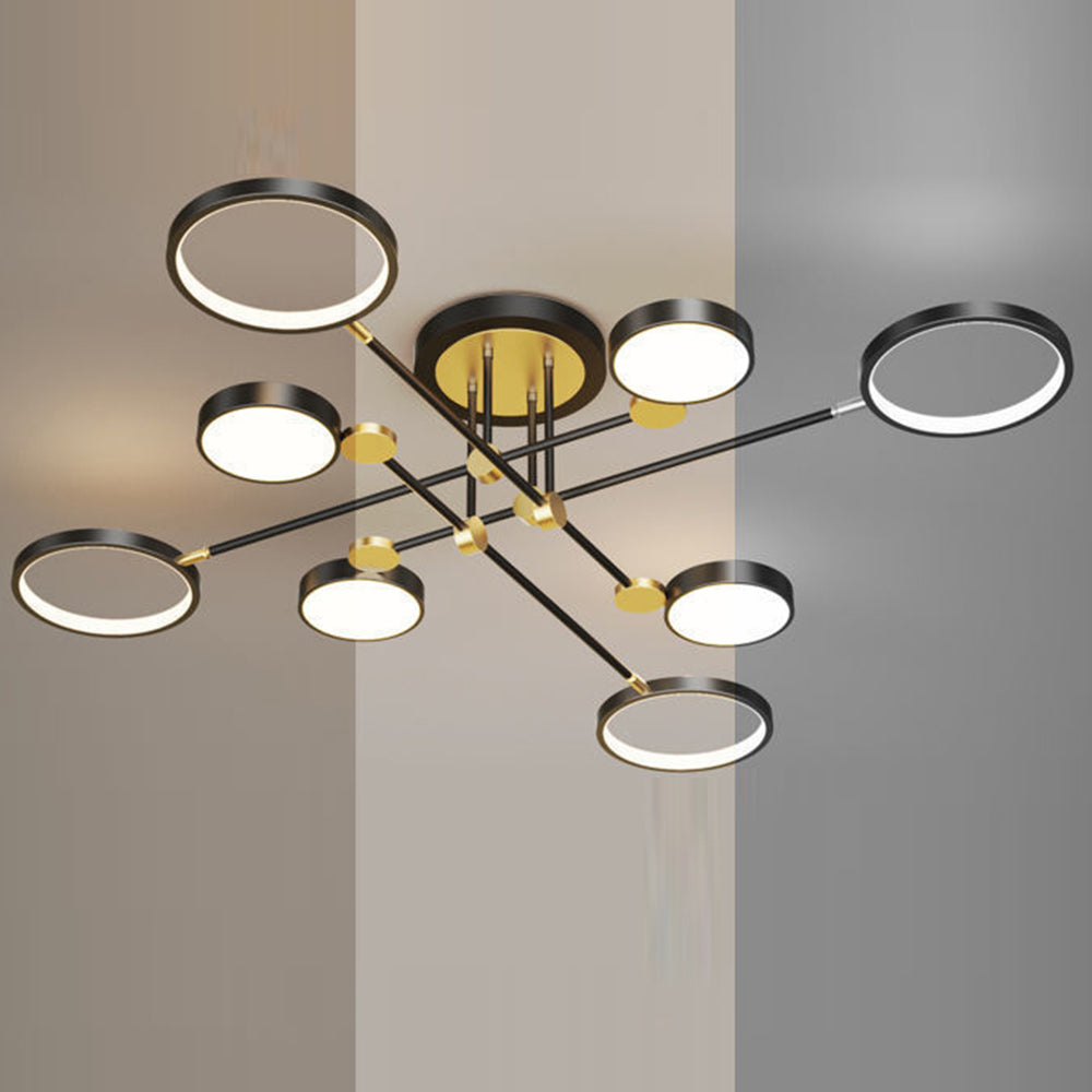 Multi Rings LED Gold and Black Bedroom Ceiling Light