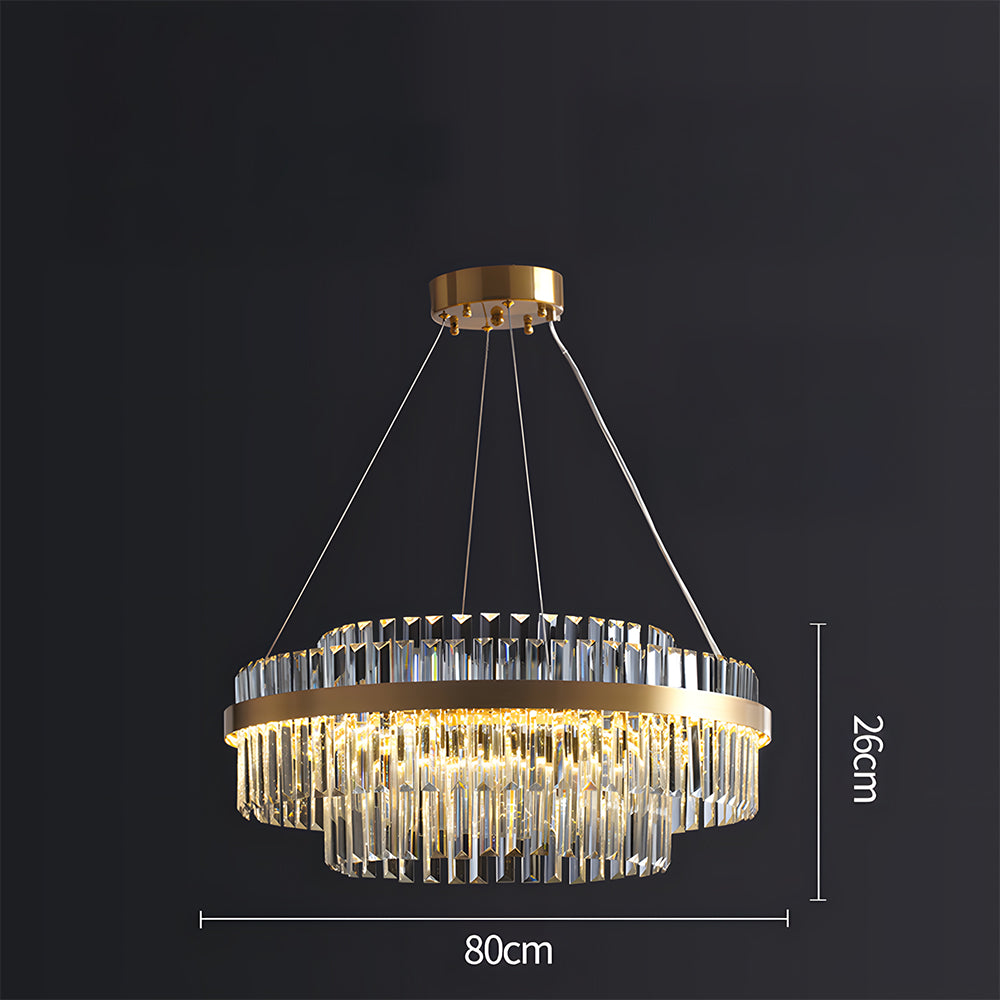 Modern Tiered Crystal LED Chandelier Luxury Hanging Lamp for Living Room Dining Room