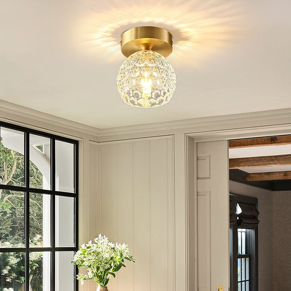 Contemporary Mini Clear Semi-Flush Hallway Ceiling Light