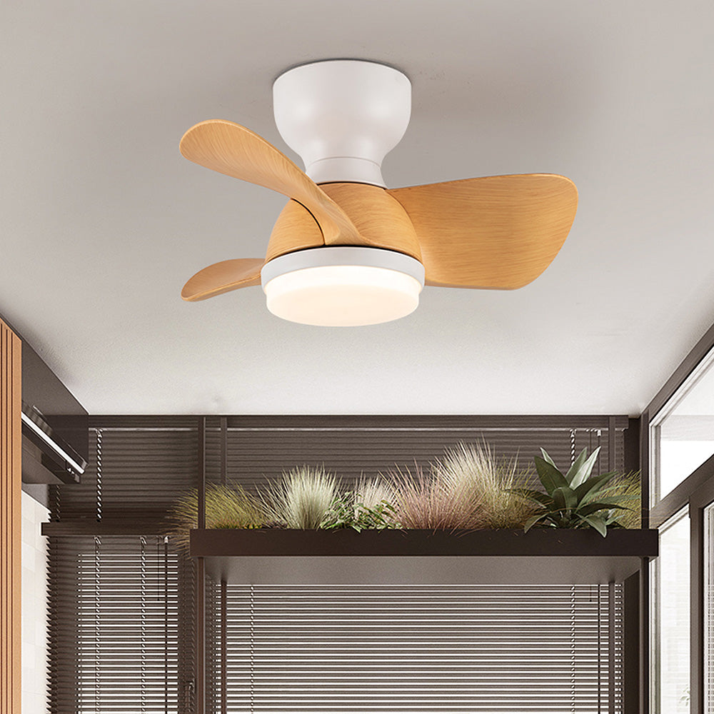 Wood Simple Stylish Bedroom Ceiling Fan With LED Light