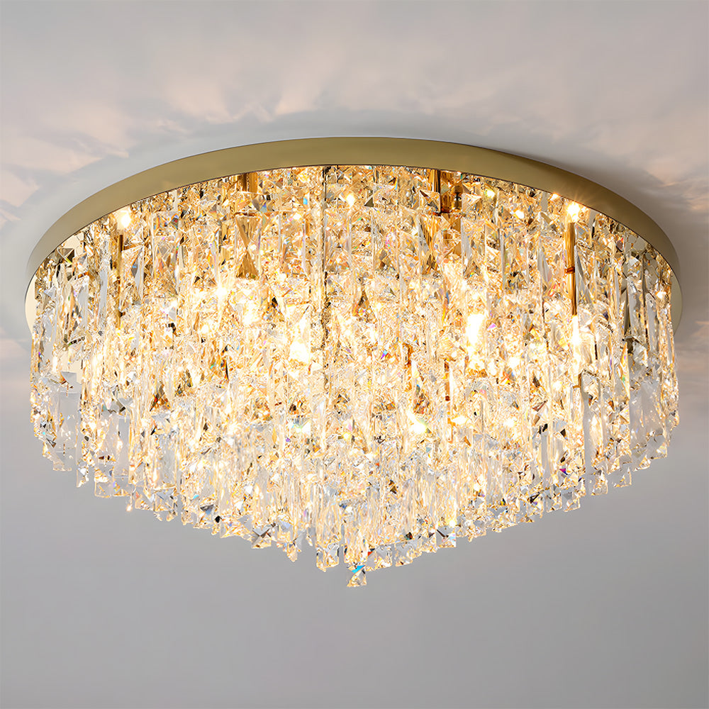 Luxury Crystal Ceiling Light Stainless Steel Flush Mount for Porch