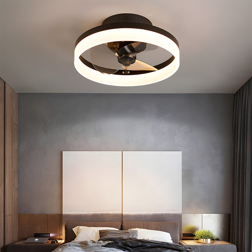 Modern Low Profile Ceiling Fan with Light 6 Speeds Reversible DC Motor Fan Light