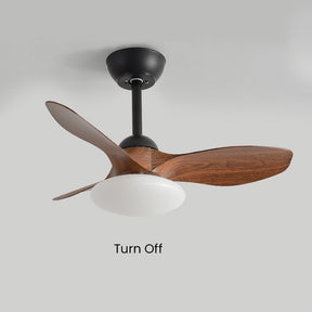 Natural Wood Simple Stylish Ceiling Fan With LED Light