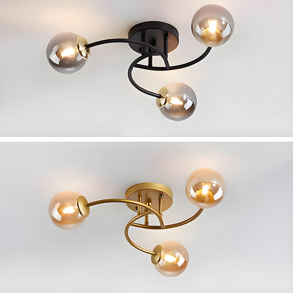 Modern Iron Glass Flush Mount Ceiling Light for Living Room