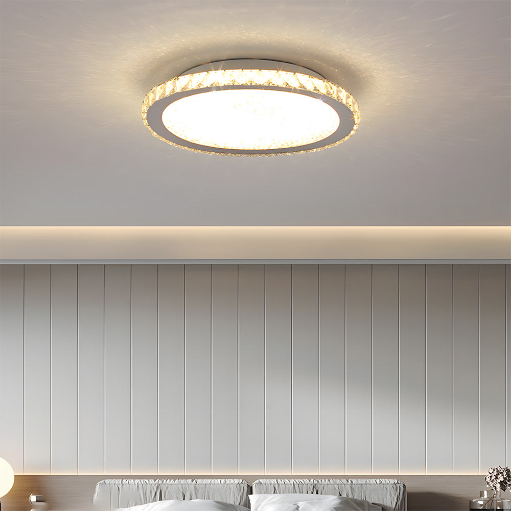 Chrome Crystal Flush Mount Ceiling Light Luxury Crystal Chandeliers