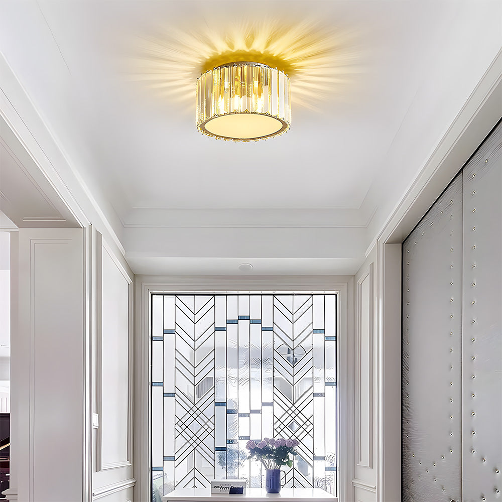 Luxury Crystal Semi Flush Hallway Ceiling Light Fixture