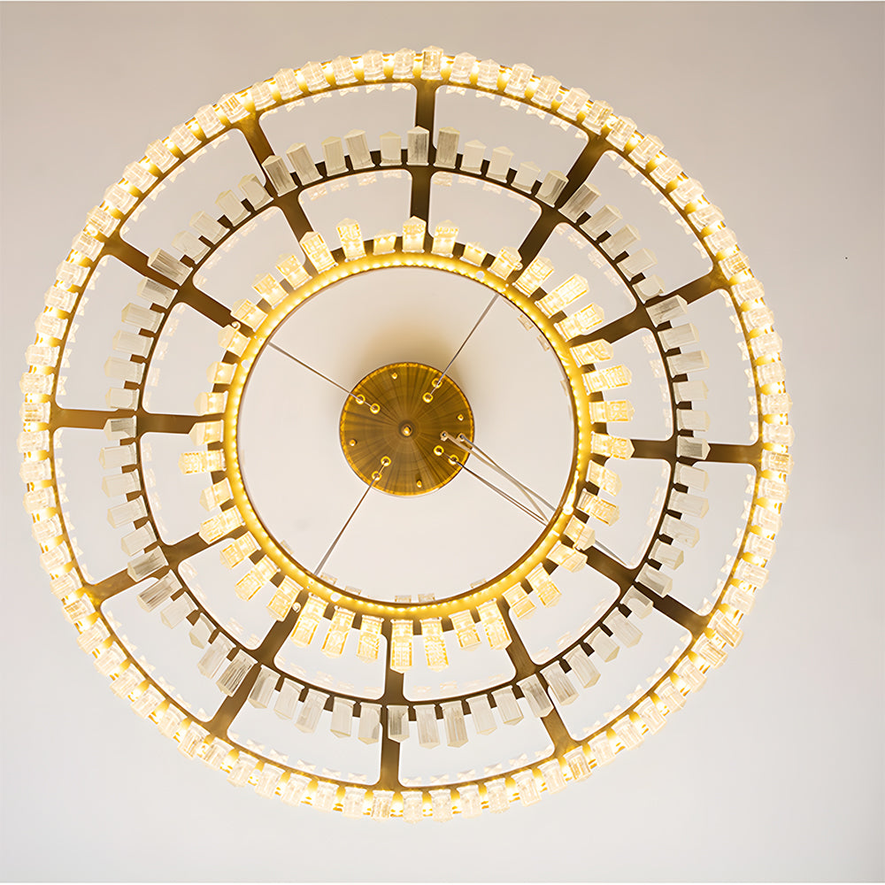 Modern Tiered Crystal LED Chandelier Luxury Hanging Lamp for Living Room Dining Room