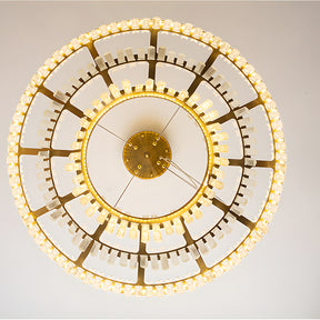 Modern Tiered Crystal LED Chandelier Luxury Hanging Lamp for Living Room Dining Room