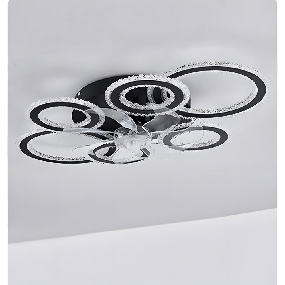 Modern Dimmable DC Motor LED Ceiling Fan with Light for Living Room Bedroom