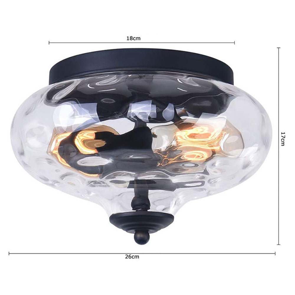 Modern Luxury Hammered Glass Flush Mount Ceiling Light for Entryway