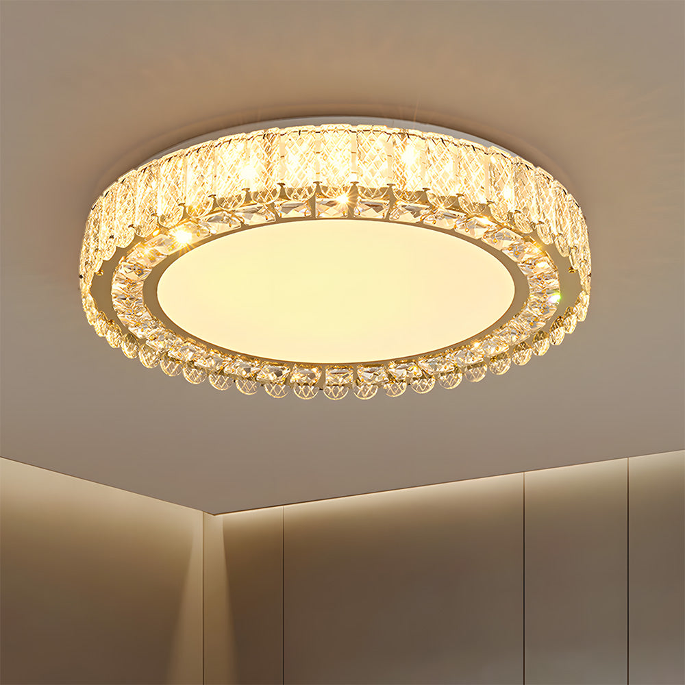 Luxury K9 Crystal Flush Mount Ceiling Light Fixture Compatible with Bedroom Living Room Kitchen