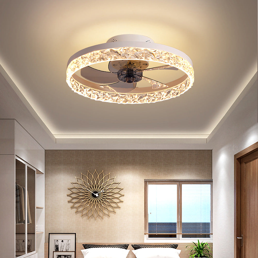 Modern Round Hardware Ceiling Fan With LED Light