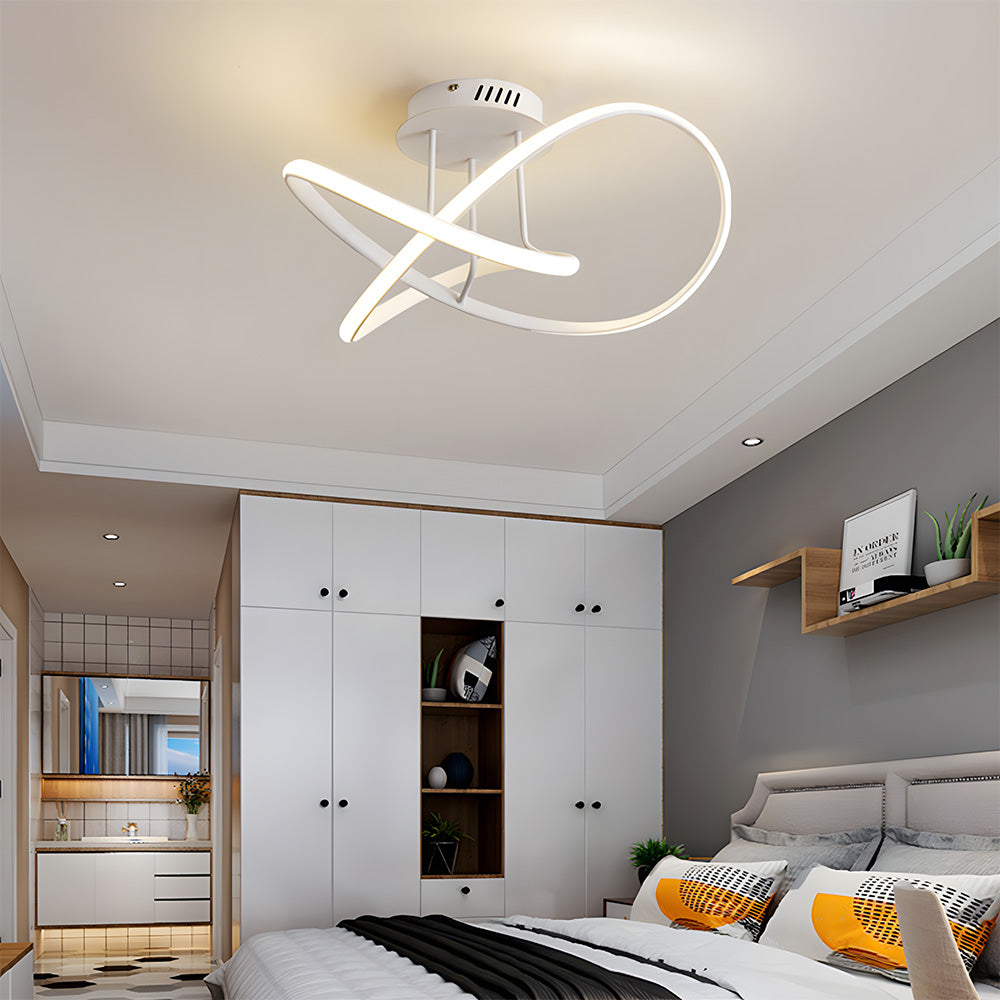Modern LED Spiral Semi Flush Mount Ceiling Light for Living Room Hallway Kitchen