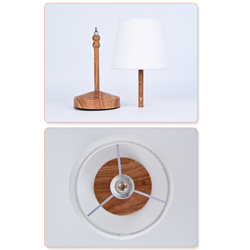 Nordic Vintage Fabric Rechargeable Dimmable Touch Table Lamp for Bedroom
