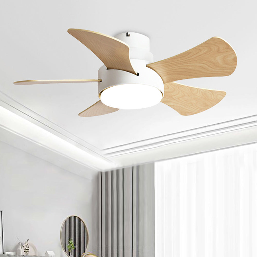 Contemporary Wood Semi-Flush Ceiling Fan With Lighting