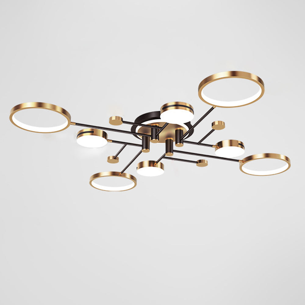 Circles Creative LED Gold Living Room Ceiling Light