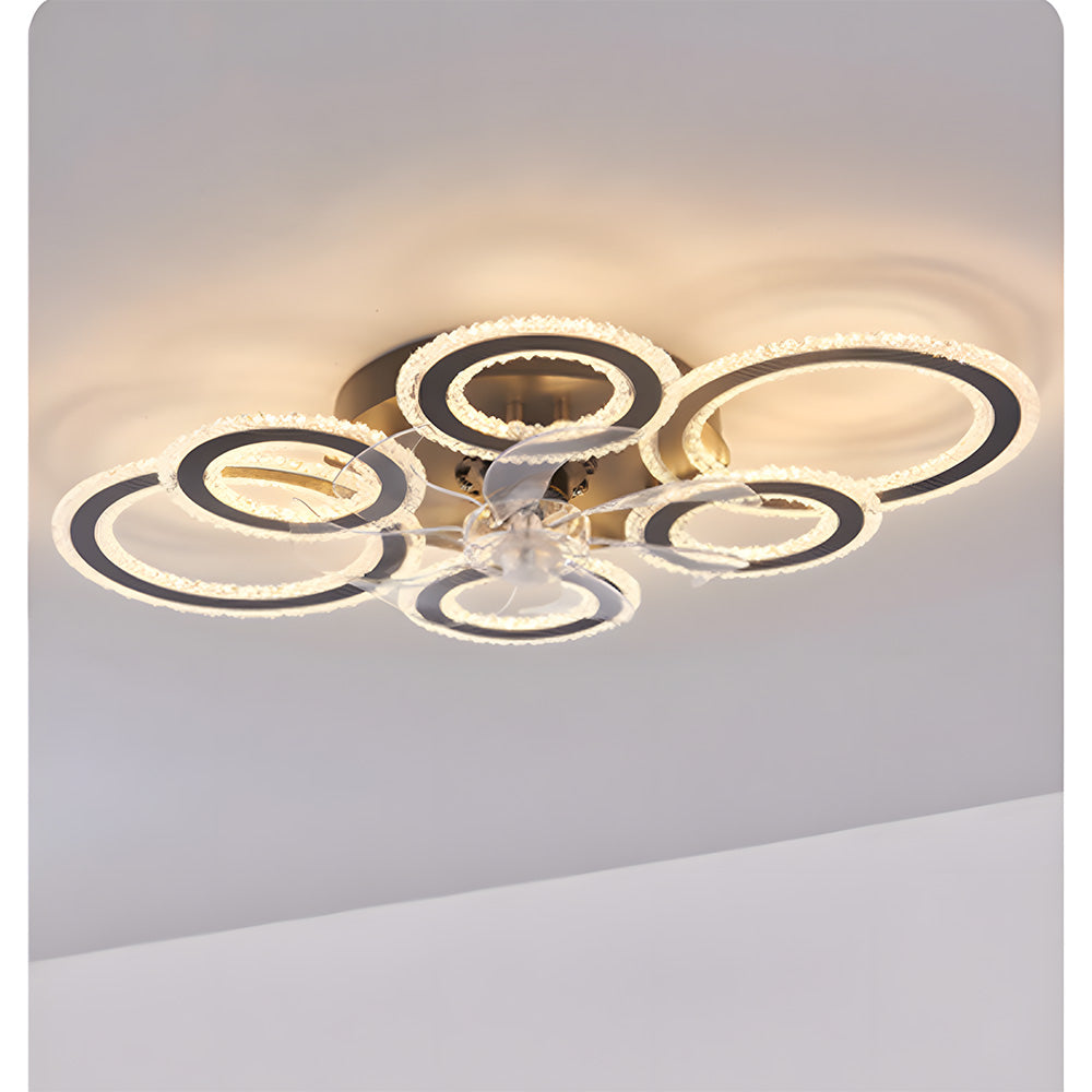 Modern Dimmable DC Motor LED Ceiling Fan with Light for Living Room Bedroom