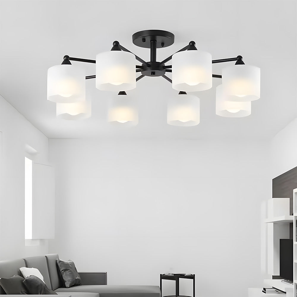 Industrial Semi Flush Frosted Glass Ceiling Lights for Dininng Room
