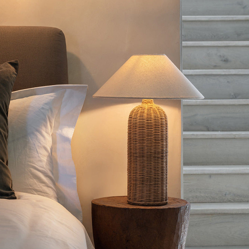 Natural Sabi Rattan Table Lamp For Bedroom Living room