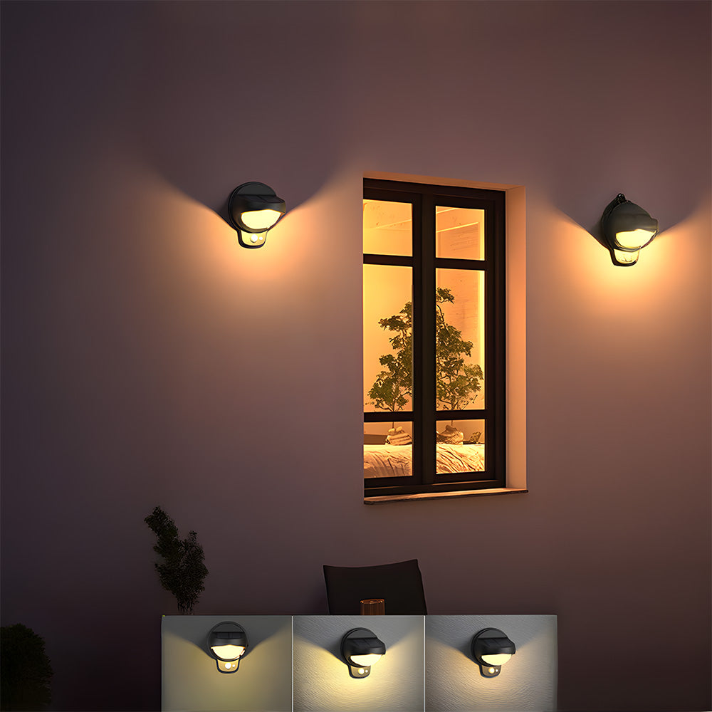 IP65 Waterproof Black Outdoor Solar Wall Lights with Motion Sensor