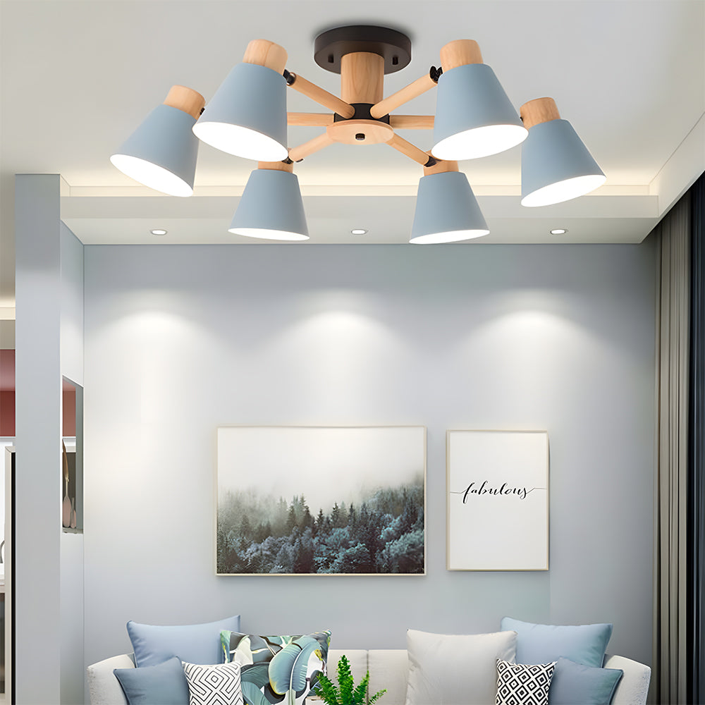 Wooden Close to Ceiling Lamps for Living Room