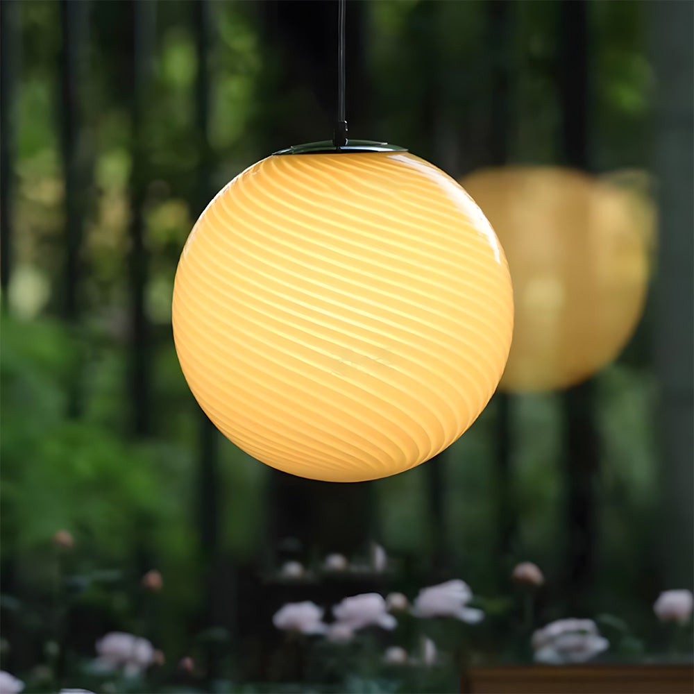 Art Deco Candy Pendant Light with Glass Shade
