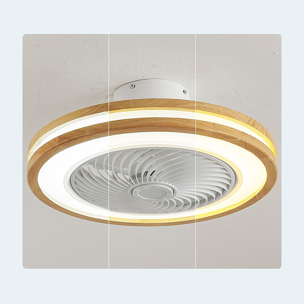 Modern Minimalism Round Wood Ceiling Fans With LED Lights