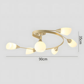 Modern Creative Ceiling Light Semi Flush Mount with White Glass Shade