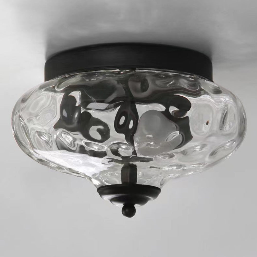 Modern Luxury Hammered Glass Flush Mount Ceiling Light for Entryway