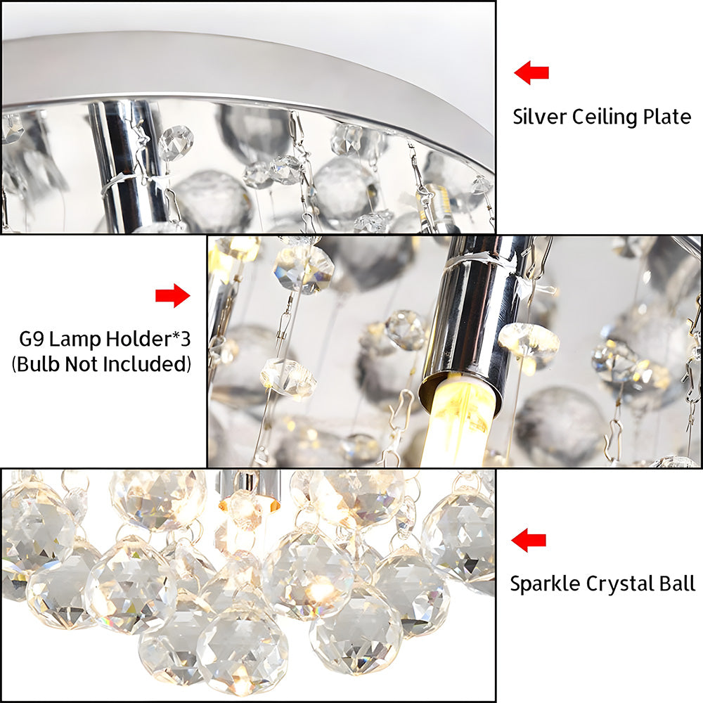 Luxury 3 Lights Crystal Chandeliers for Hallway Bedroom Kitchen