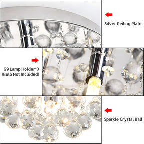 Luxury 3 Lights Crystal Chandeliers for Hallway Bedroom Kitchen