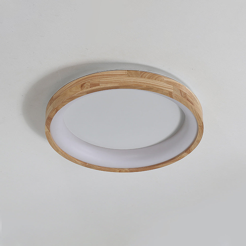 Disc Wood Minimalist LED Ceiling Light For Bedroom