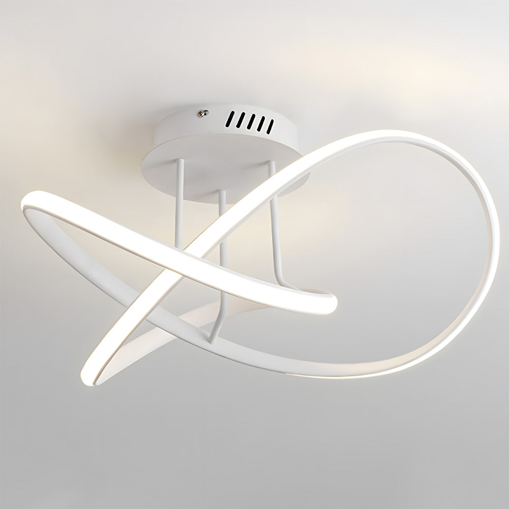 Modern LED Spiral Semi Flush Mount Ceiling Light for Living Room Hallway Kitchen
