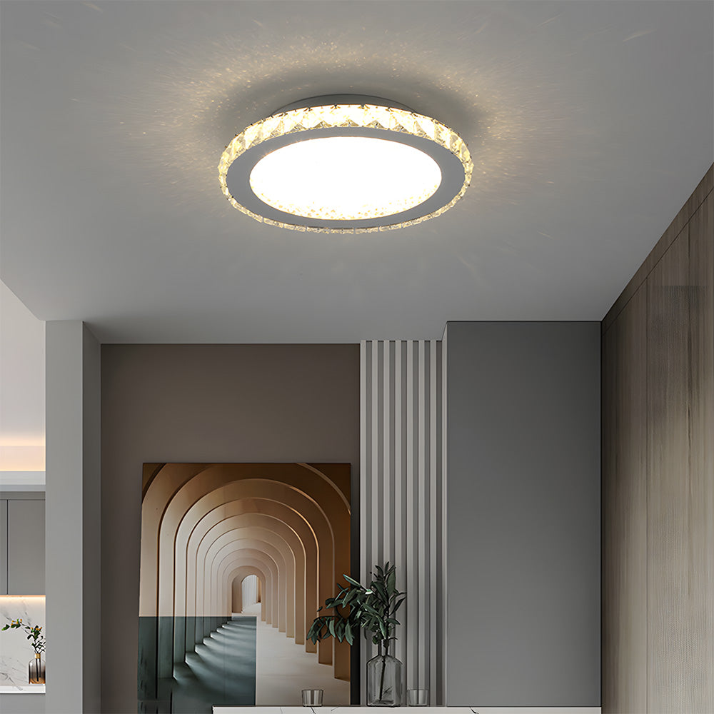 Chrome Crystal Flush Mount Ceiling Light Luxury Crystal Chandeliers