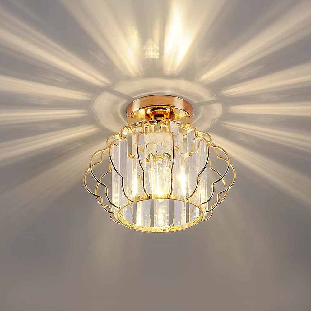 Luxurious Gold Crystal Hallway Ceiling Light
