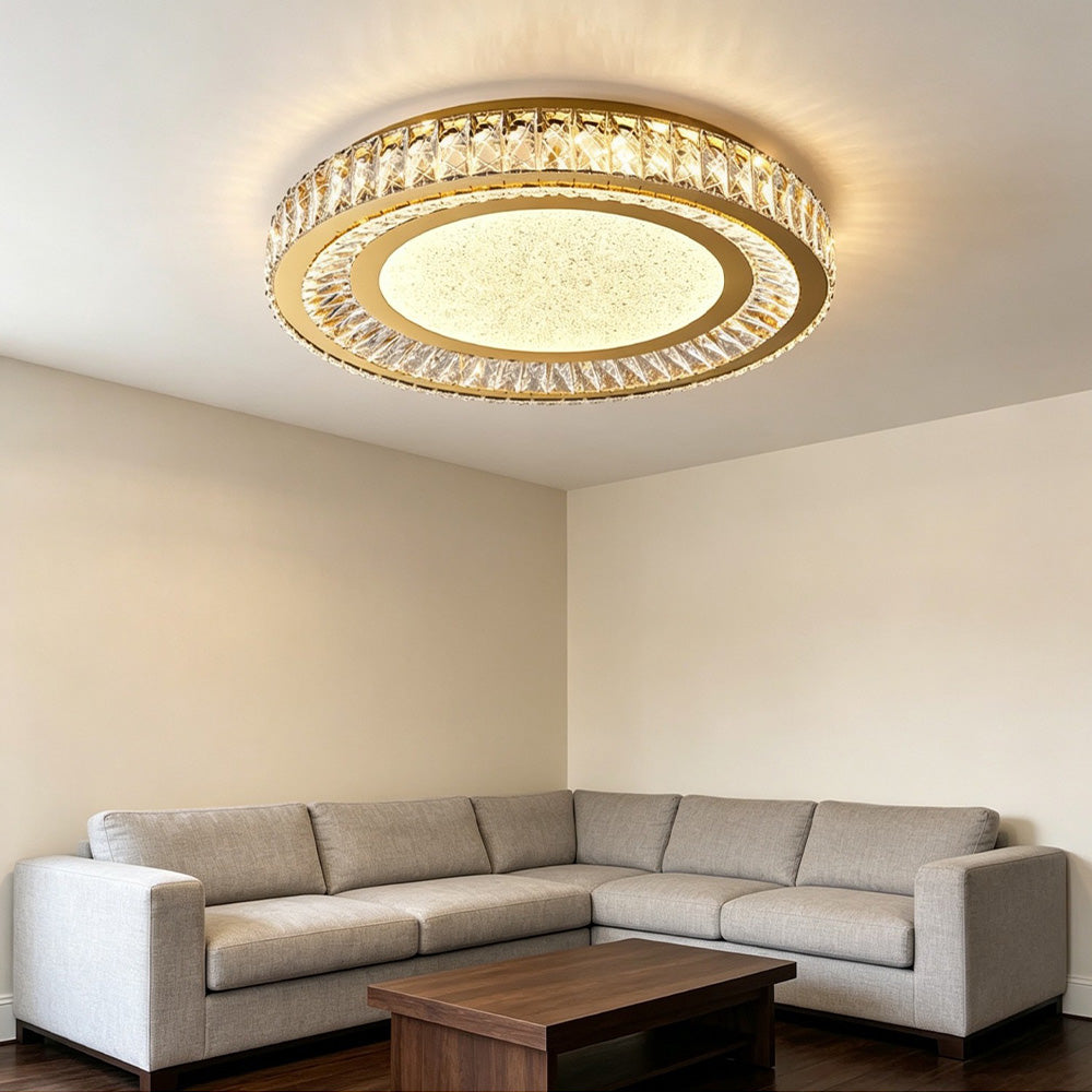 Luxury Crystal LED Ceiling Light Modern Round Chandelier for Living Room