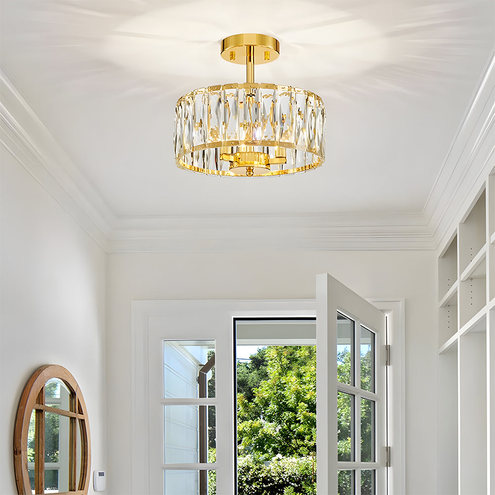 Crystal Semi Flush Mount Ceiling Light Fixture