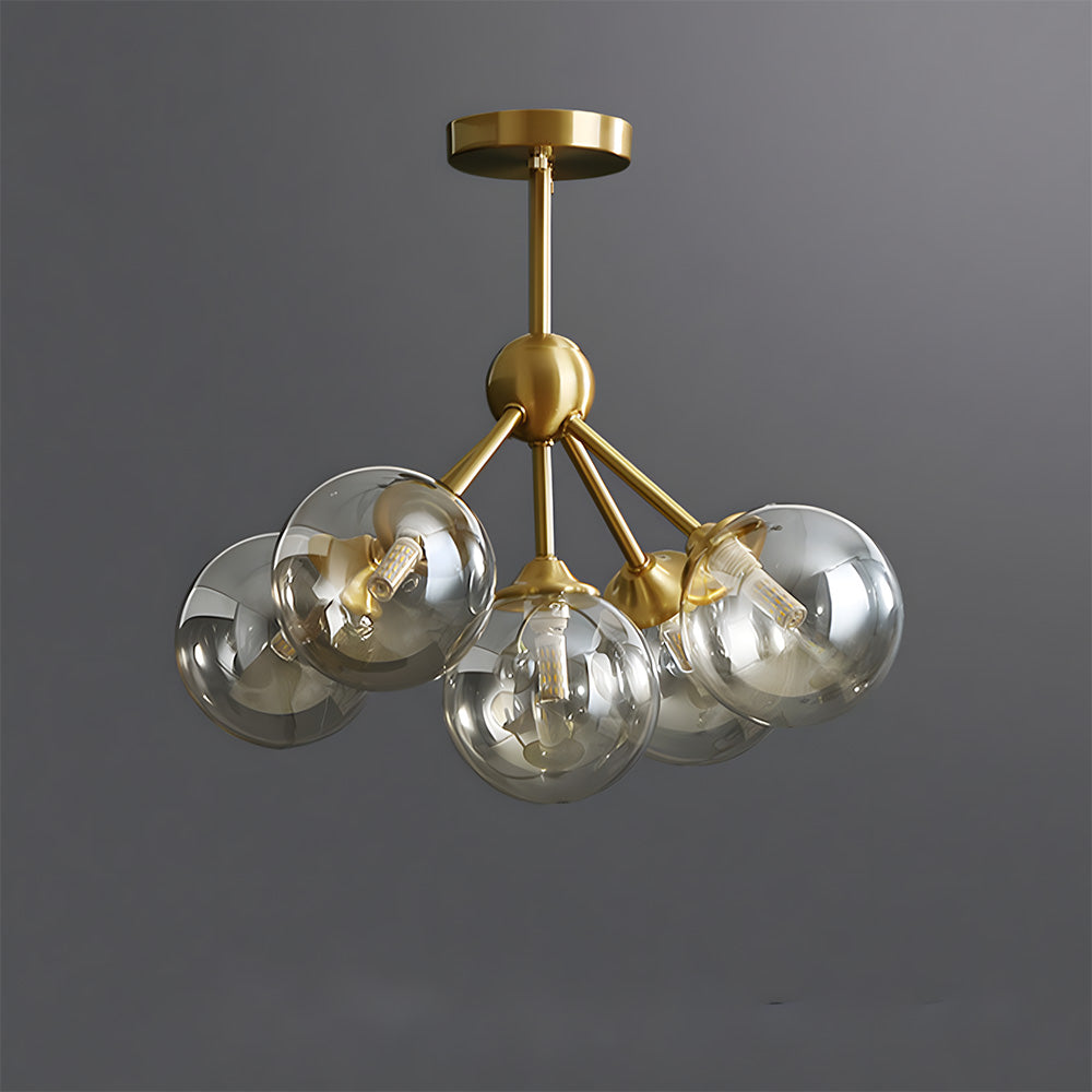 Amber Copper Glass Bubble Sputnik Pendant Light for Bedroom