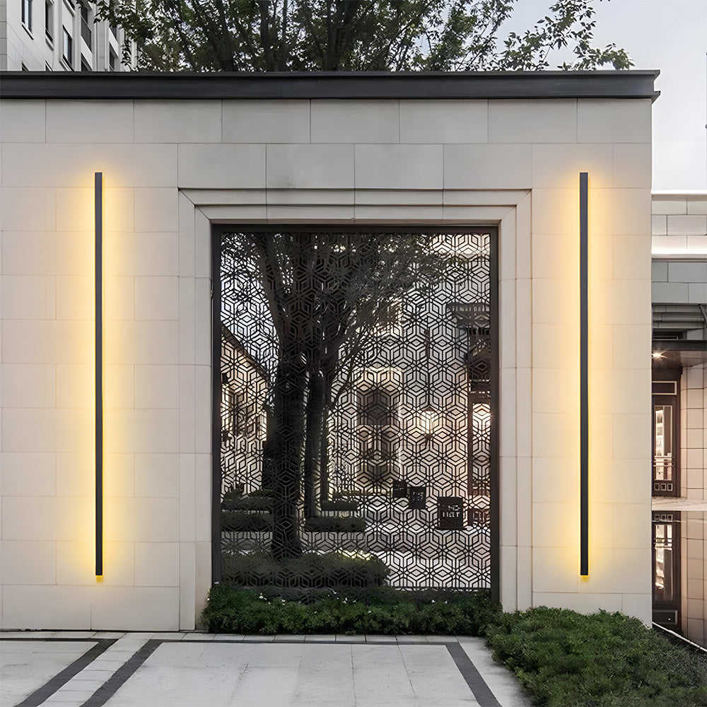 Modern Minimalist Black LED Linear Outdoor Wall Lamp