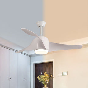 Wood Simple Flush Ceiling Fan With LED Light And Remote