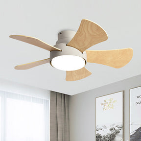 Contemporary Wood Semi-Flush Ceiling Fan With Lighting