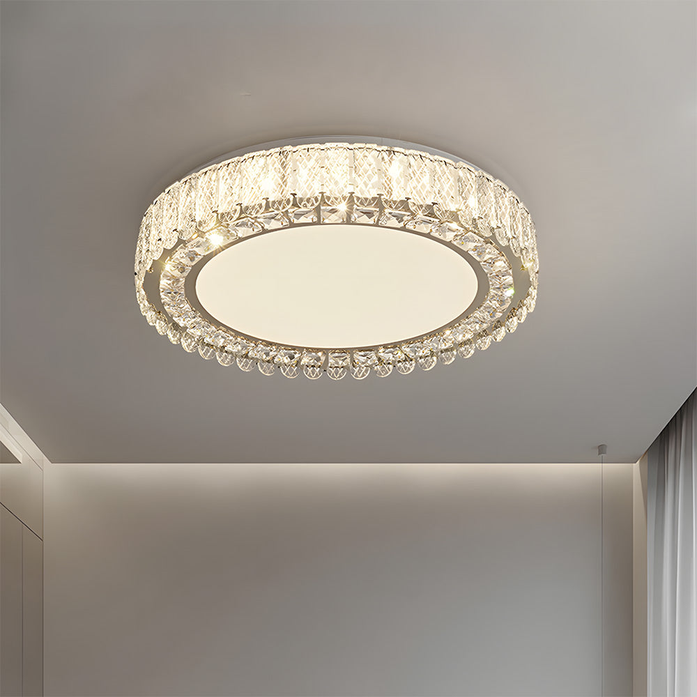 Luxury K9 Crystal Flush Mount Ceiling Light Fixture Compatible with Bedroom Living Room Kitchen