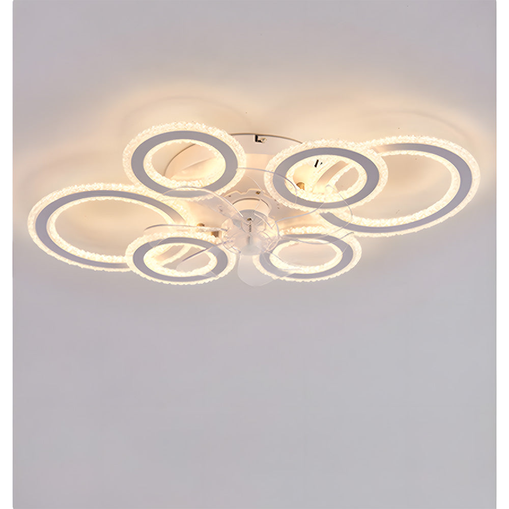 Modern Dimmable DC Motor LED Ceiling Fan with Light for Living Room Bedroom
