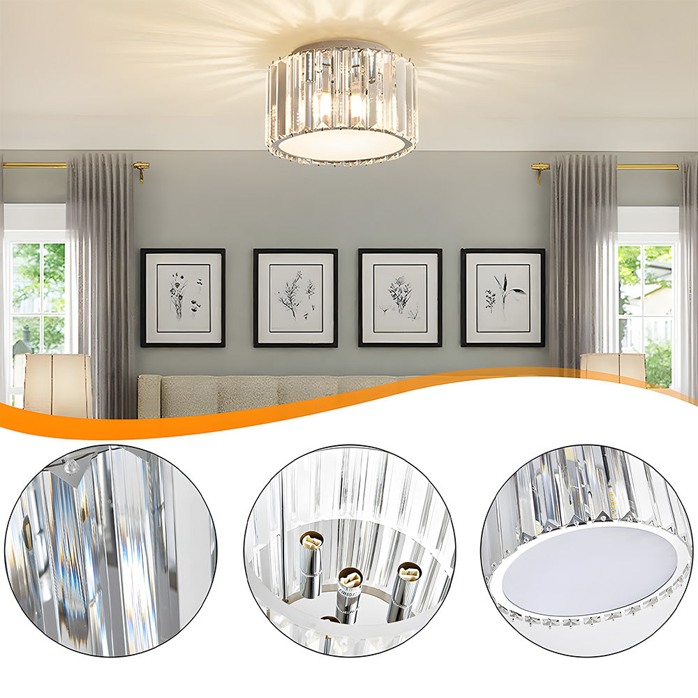 Luxury Crystal Semi Flush Hallway Ceiling Light Fixture