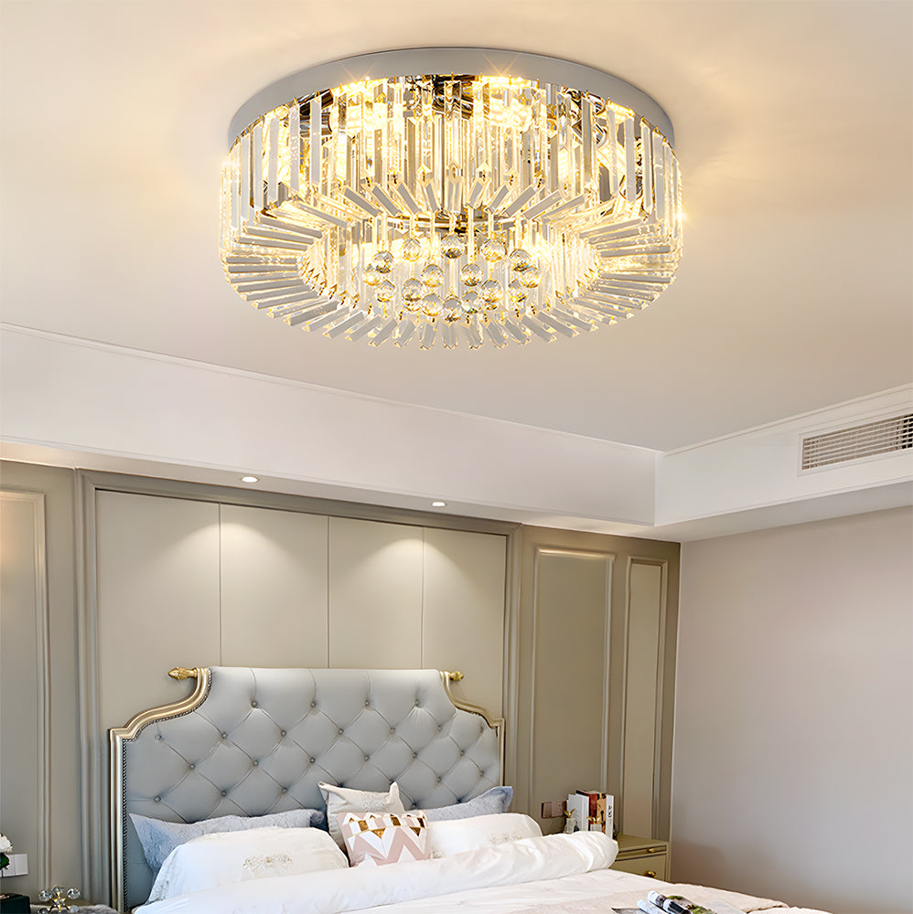 Modern Crystal Flush Mount Ceiling Light Fixture For Bedroom Hallway